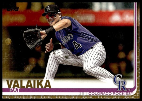 2019 Topps Series 2 Pat Valaika Gold Card #621, Limited Edition Front View
