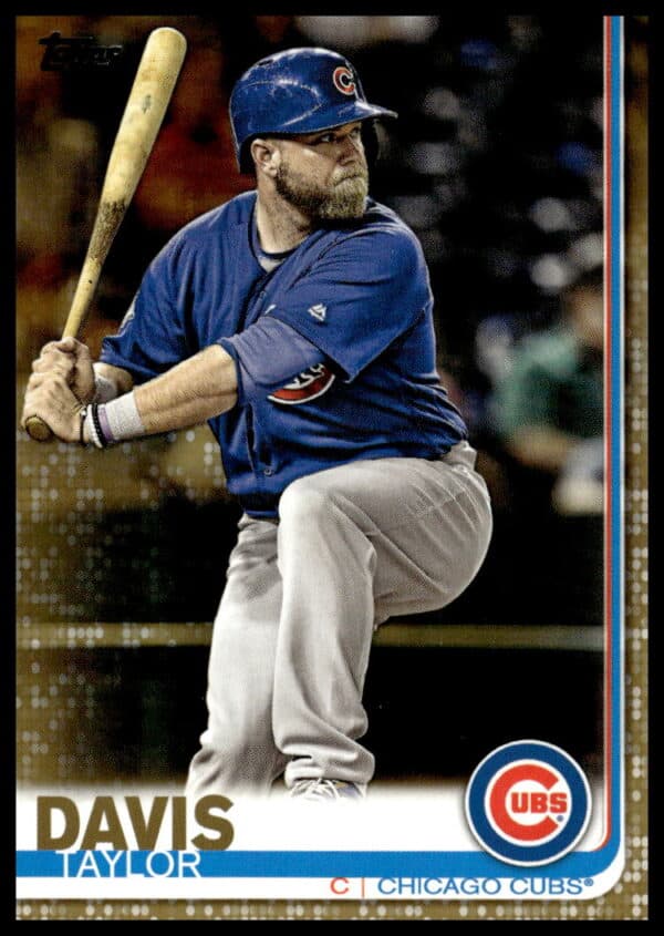 Taylor Davis 2019 Topps Series 2 Gold Card #361, Chicago Cubs, rare collectible.