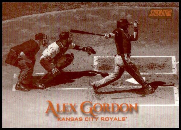 Alex Gordon 2019 Topps Stadium Club Sepia #149 Card Front, Vintage Collectible Action Shot.