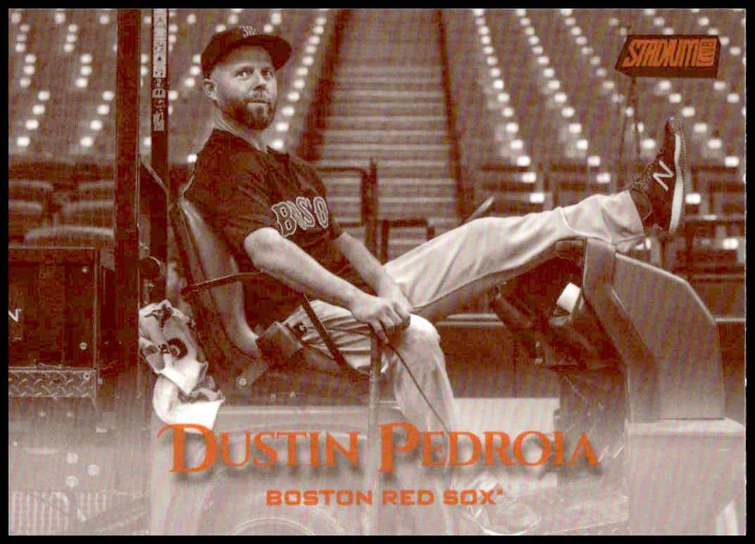 Dustin Pedroia Sepia Card 2019: Topps Stadium Club #63 Baseball Action Shot.