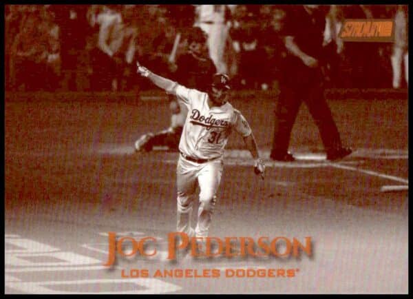 Joc Pederson 2019 Topps Stadium Club Sepia Card #158 showcasing vintage baseball style.