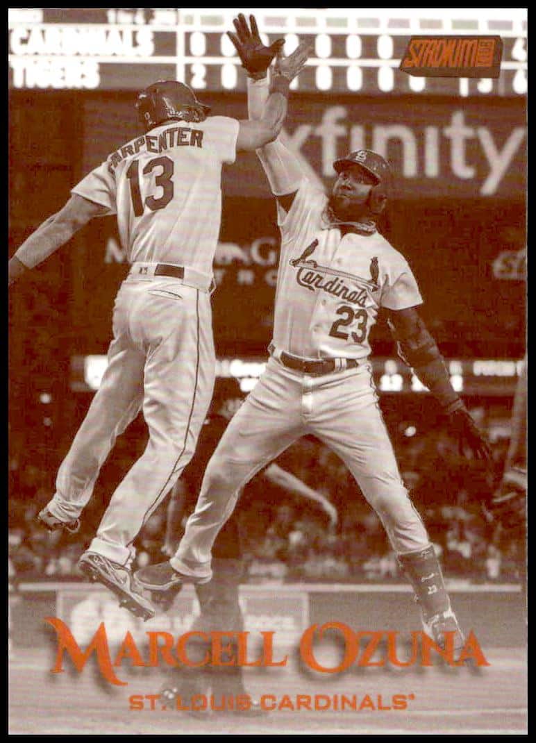 2019 Topps Stadium Club Sepia Marcell Ozuna Baseball Card #282, vintage sports collectible.