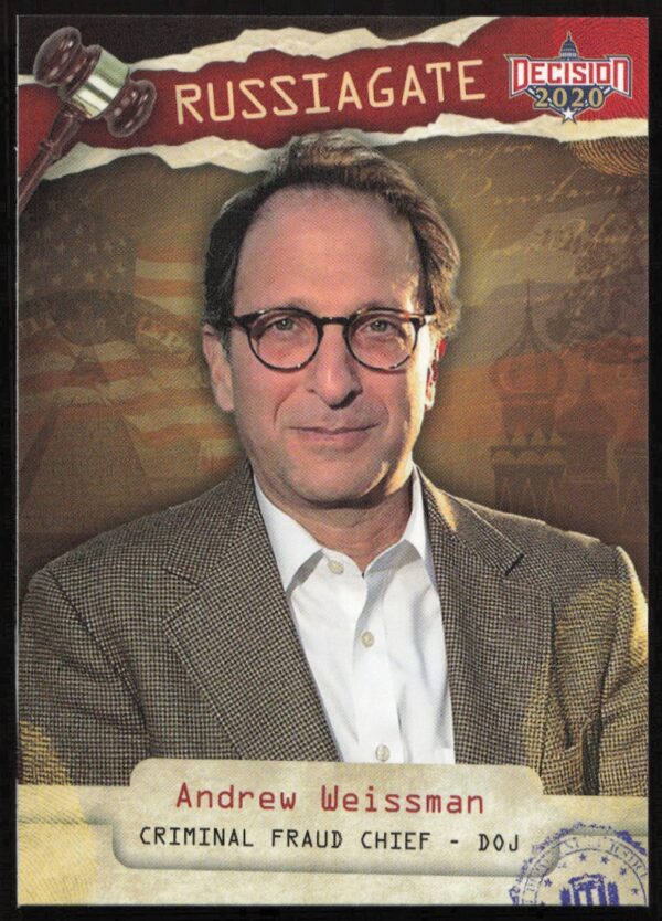 Andrew Weissman Russiagate Trading Card, 2020 Leaf Series 2, #RG5, Front Image.