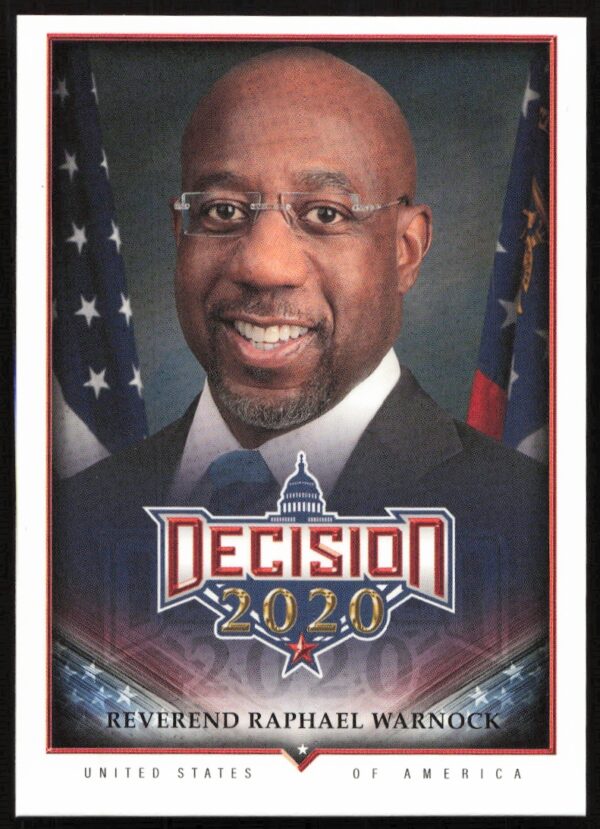 Raphael Warnock 2020 Leaf Decision Series trading card 509 front view.