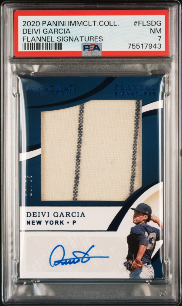 Deivi Garcia 2020 Panini Immaculate autographed card, PSA 9, with jersey swatches and limited edition.