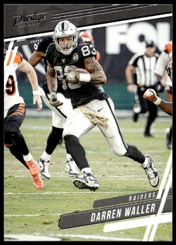 Darren Waller 2020 Panini Prestige Trading Card #140, Las Vegas Raiders Front View.