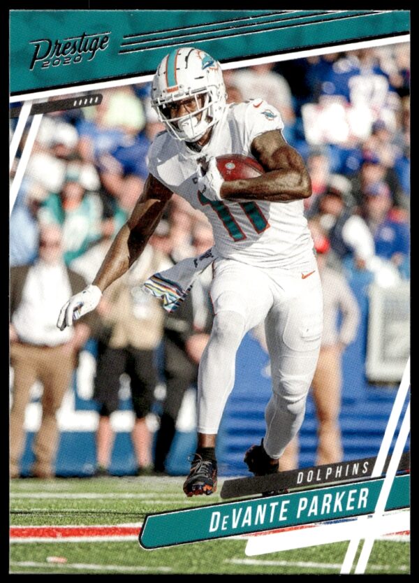 DeVante Parker 2020 Panini Prestige card #82, Miami Dolphins game action.