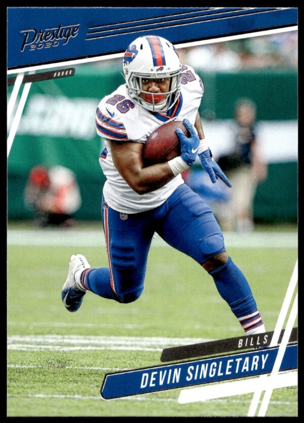 Devin Singletary 2020 Panini Prestige Card #25, showcasing athletic prowess in team uniform.