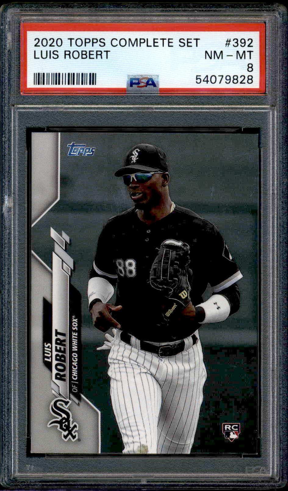 PSA 8.5 Luis Robert 2020 Topps Rookie Card #392 in White Sox jersey.