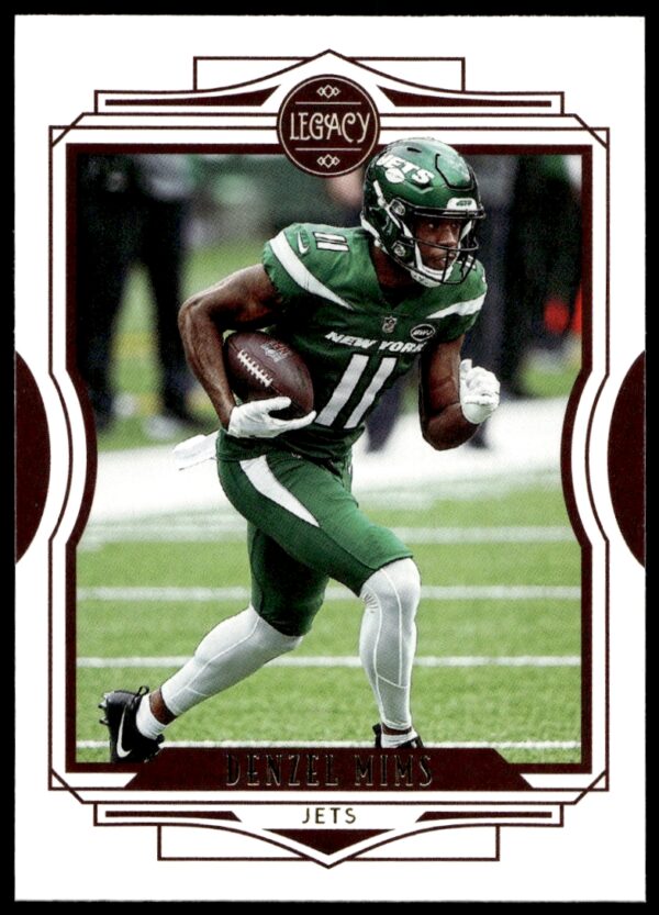 Denzel Mims 2021 Panini Legacy card #54, New York Jets, wide receiver portrait.