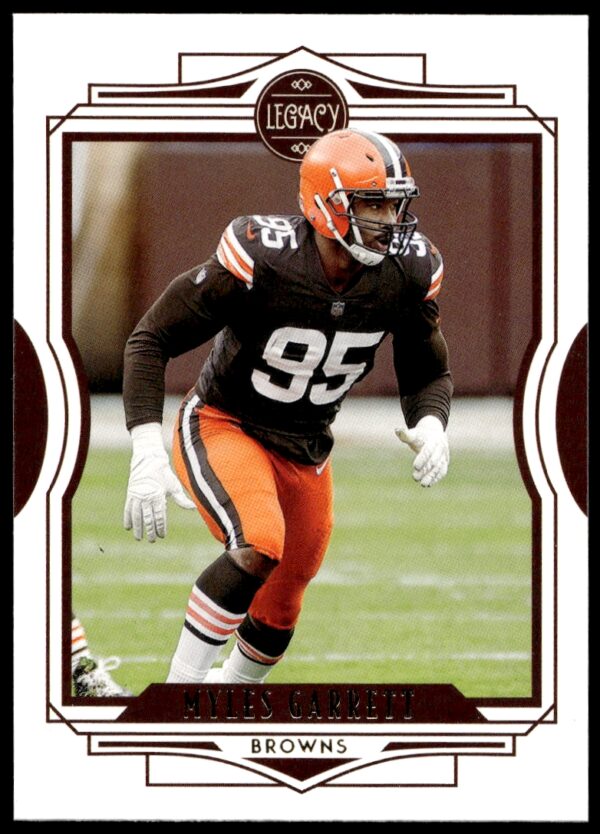 Myles Garrett 2021 Panini Legacy Card #22, Front View, Cleveland Browns Uniform.