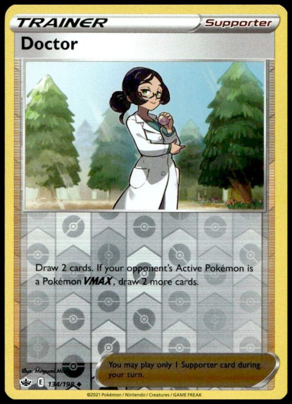 Pokémon Chilling Reign Doctor #134 Reverse Holo 2021 card front, showcasing vivid Doctor artwork.