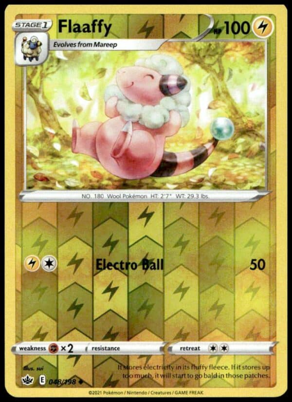 Flaaffy Reverse Holo Pokémon Card 2021 Chilling Reign Set #048/198 Front View