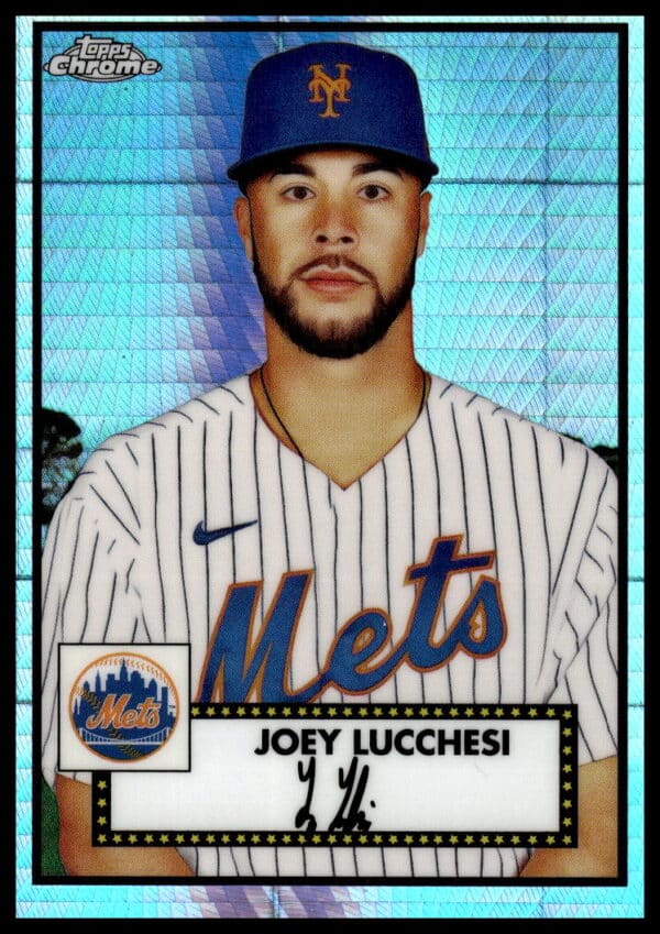 Joey Lucchesi Pitching Prism Refractor Card, 2021 Topps Chrome Platinum #454, Collectors Item.