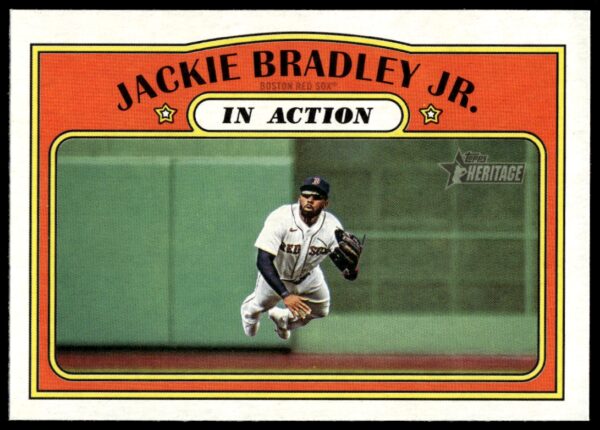 Jackie Bradley Jr. 2021 Topps Heritage card #172, Milwaukee Brewers, vintage design.
