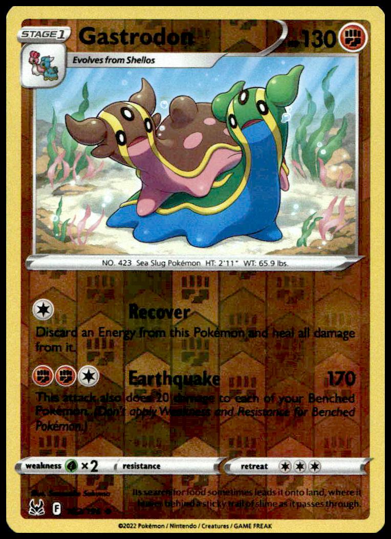 Gastrodon Reverse Holo Pokémon Card, Lost Origin 2022, No. 102/196, Glossy Front.