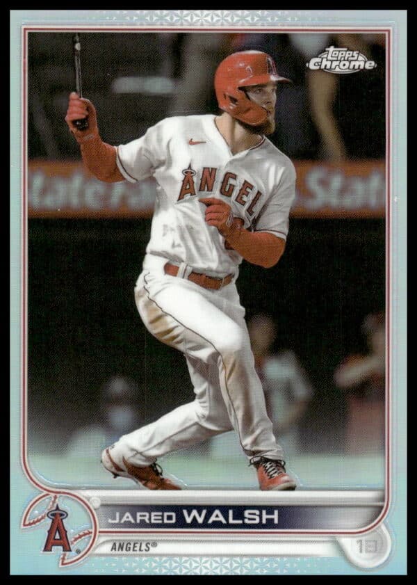 Jared Walsh 2022 Topps Chrome Card #24 Rainbow Foil, Front View.