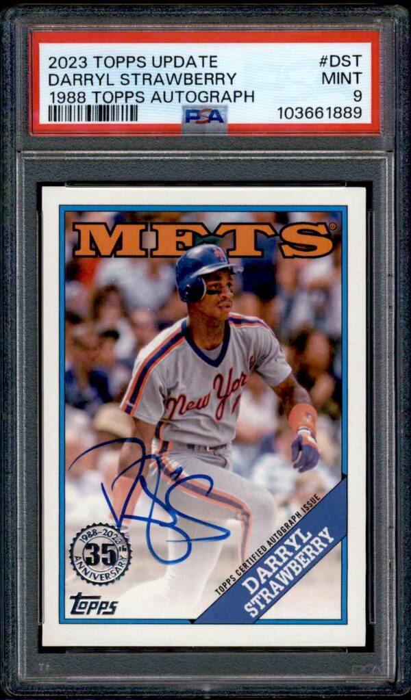 PSA 9 graded 2013 Topps Darryl Strawberry autographed Mets card.