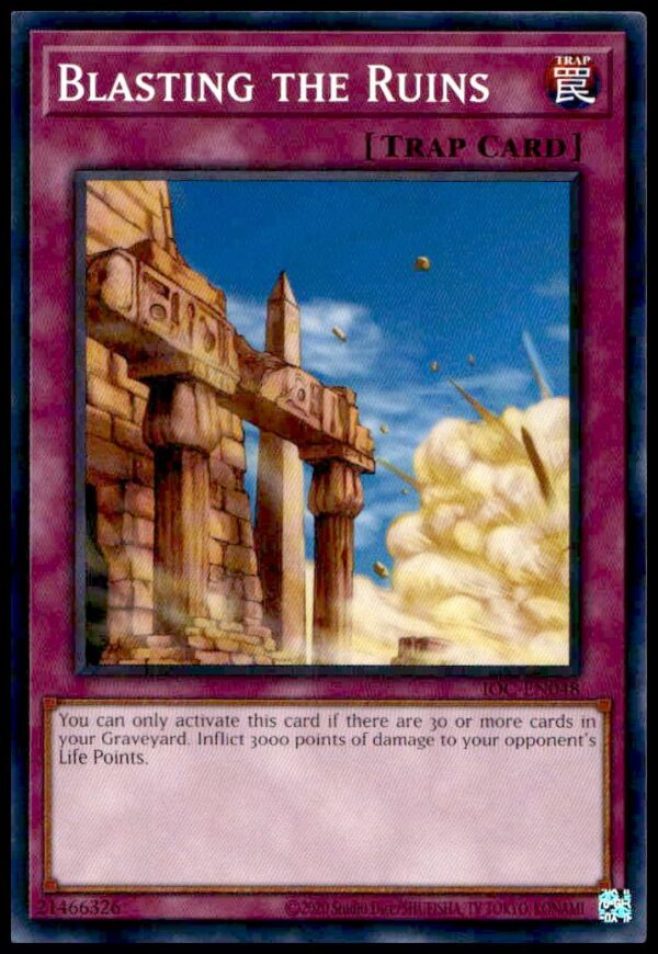 Yu-Gi-Oh! 25th Anniversary card, Invasion of Chaos: Blasting the Ruins #IOC-EN048 front view.