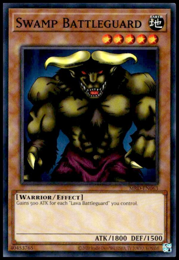 2023 Yu-Gi-Oh! 25th Anniversary Swamp Battleguard Card, Metal Raiders #MRD-EN063 Front View.