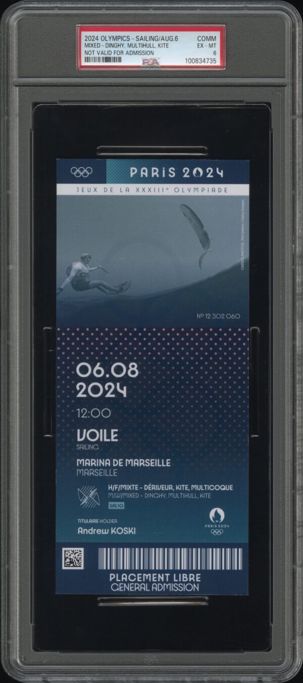 2024 Olympic Games Dinghy: Mixed design with multihull and kite in action.