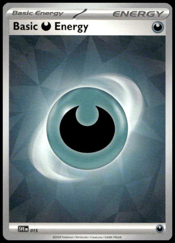 2024 Basic Darkness Energy card from Pokémon TCG Scarlet & Violet: Surging Sparks #15.