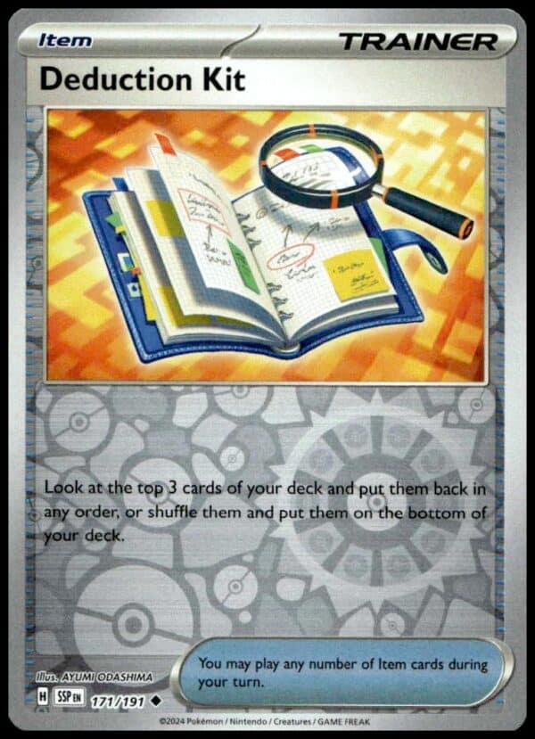 Deduction Kit Pokémon TCG Trainer Card: reverse holo, detective-themed, Scarlet & Violet set.