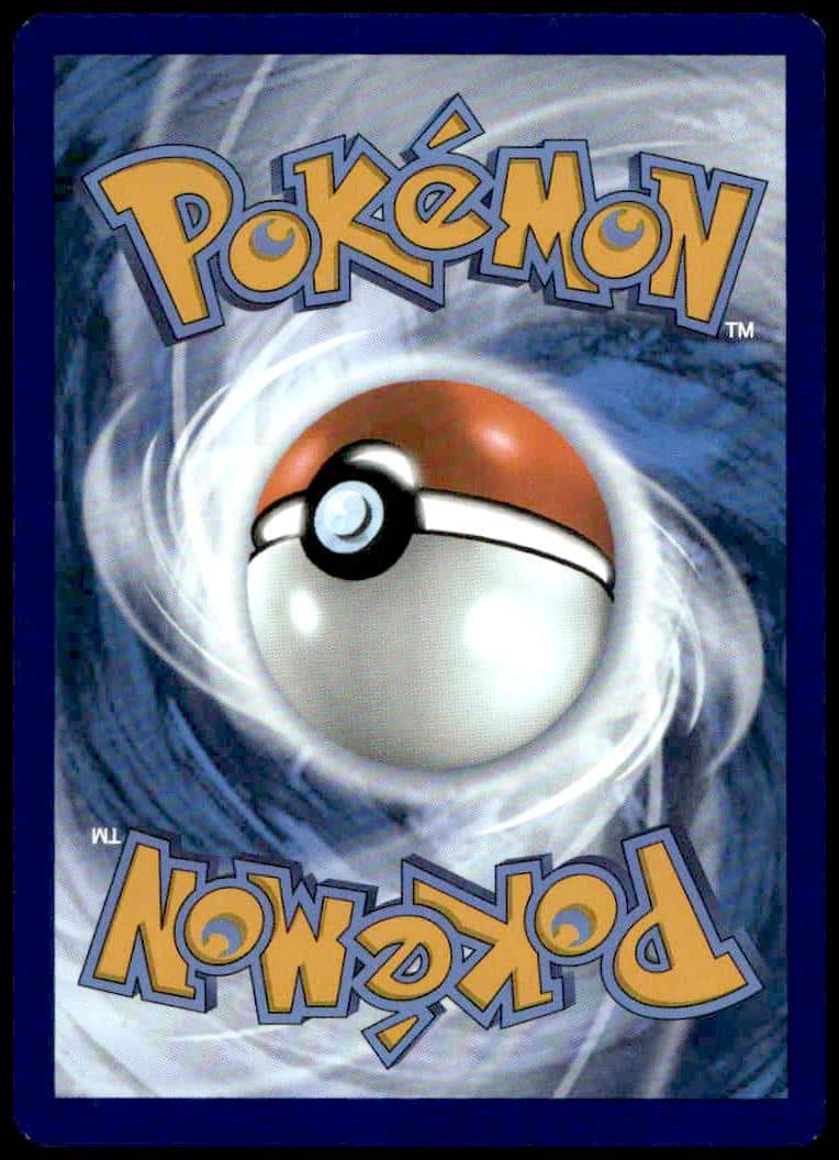 Iconic Pokémon card back with swirling energy, 3D Poké Ball, and vibrant logos.