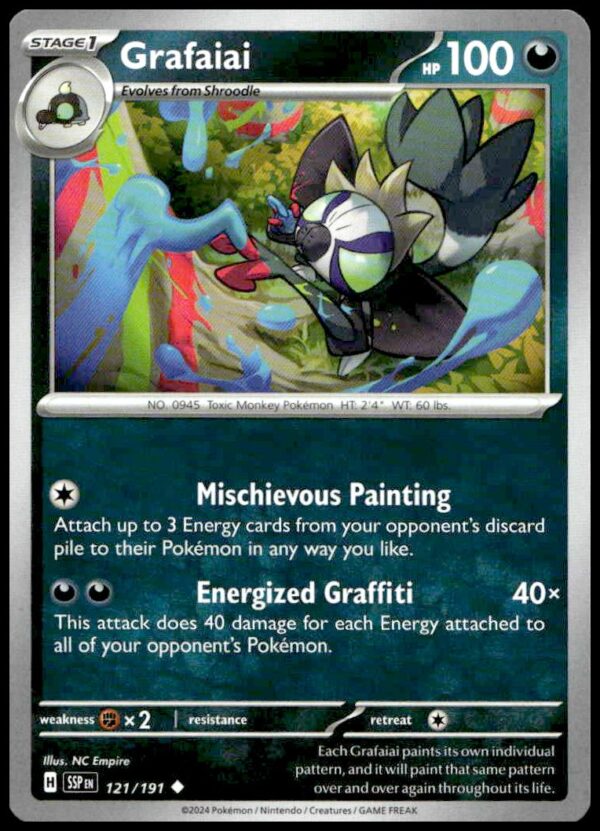 Pokemon TCG card featuring Grafaiai, 100 HP, Poison-type, with strategic abilities.