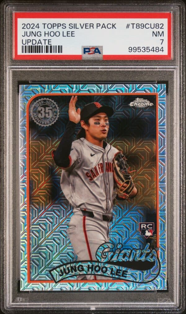 2024 Topps Chrome Jung Hoo Lee card, Silver Pack, PSA 7, #T89CU-82.