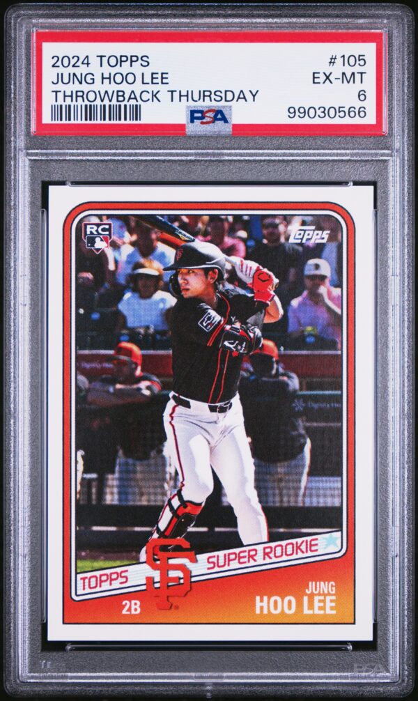 2024 Topps Jung Hoo Lee Throwback Card #105, PSA 6, Front View.