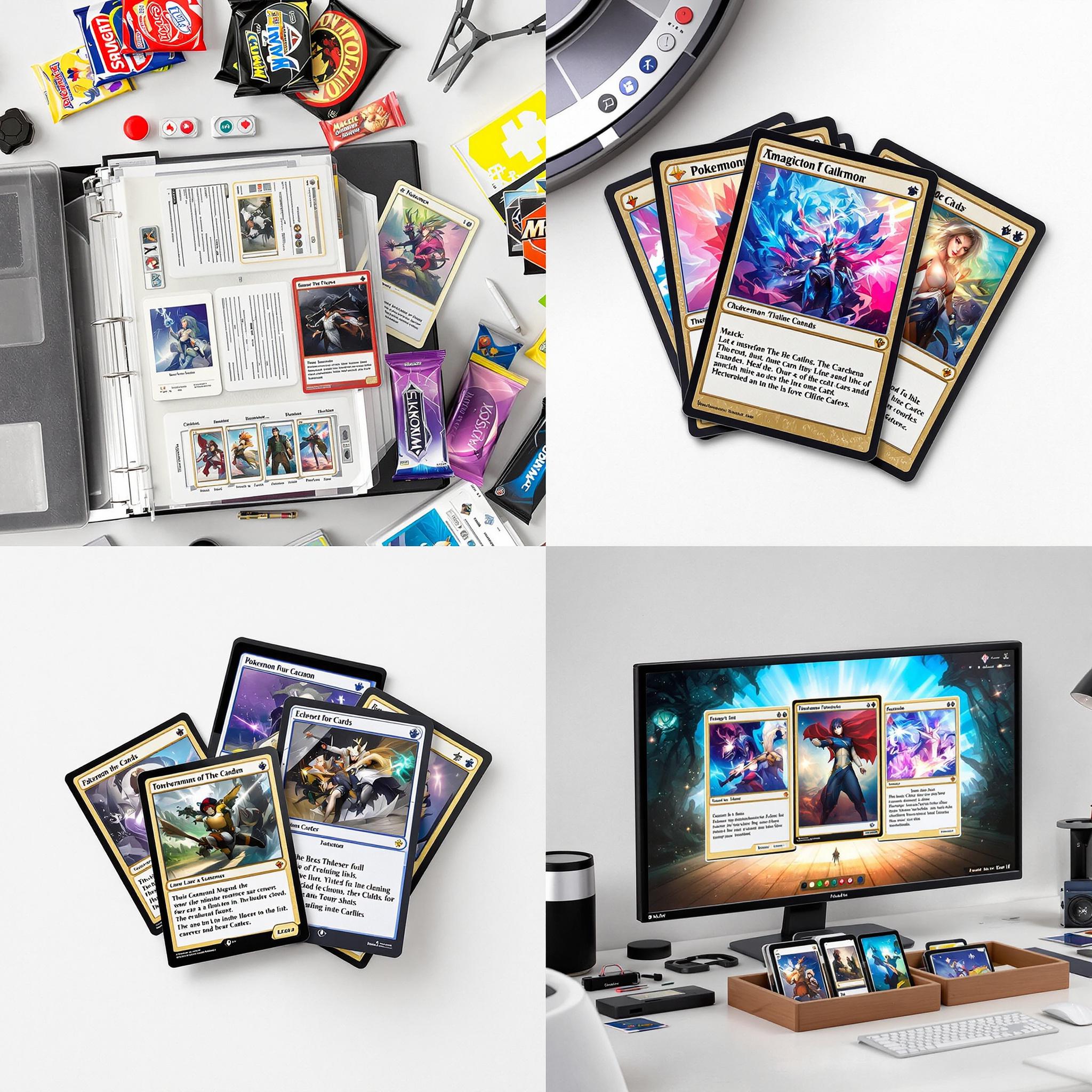 Collage of vintage and digital trading cards with contrasting textures and vibrant colors.