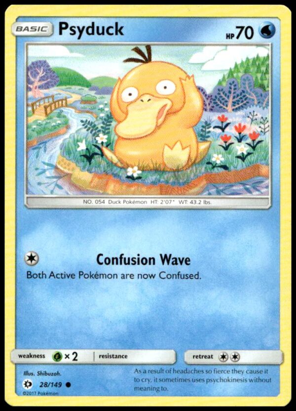 Psyduck Pokémon Card 2017 Sun & Moon #28/149 - Water-type with classic confused expression.