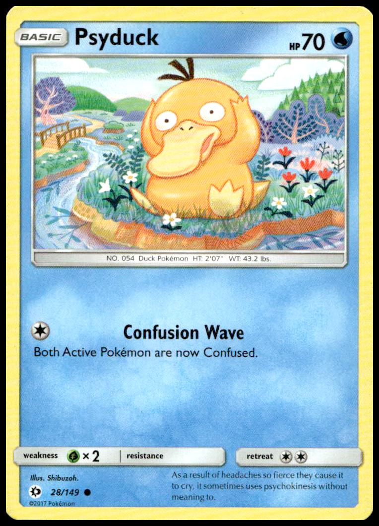 Psyduck Pokémon Card 2017 Sun & Moon #28/149 - Water-type with classic confused expression.