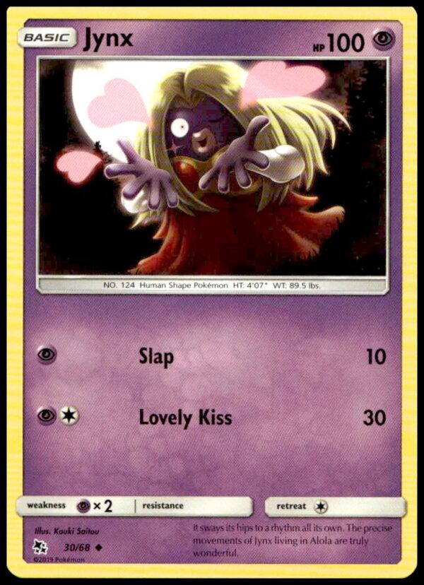 Vibrant 2019 Jynx card from Hidden Fates, showcasing dynamic pose and colorful design.