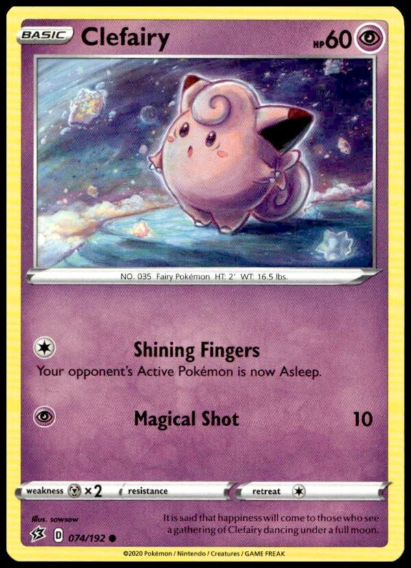 Dreamy Clefairy card from 2020 Rebel Clash, #074/192, Pokémon Sword & Shield series.
