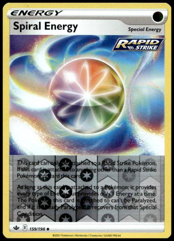 Holographic Spiral Energy Card, Pokémon Battle Styles 2021, #159/198, Vibrant Collectible.