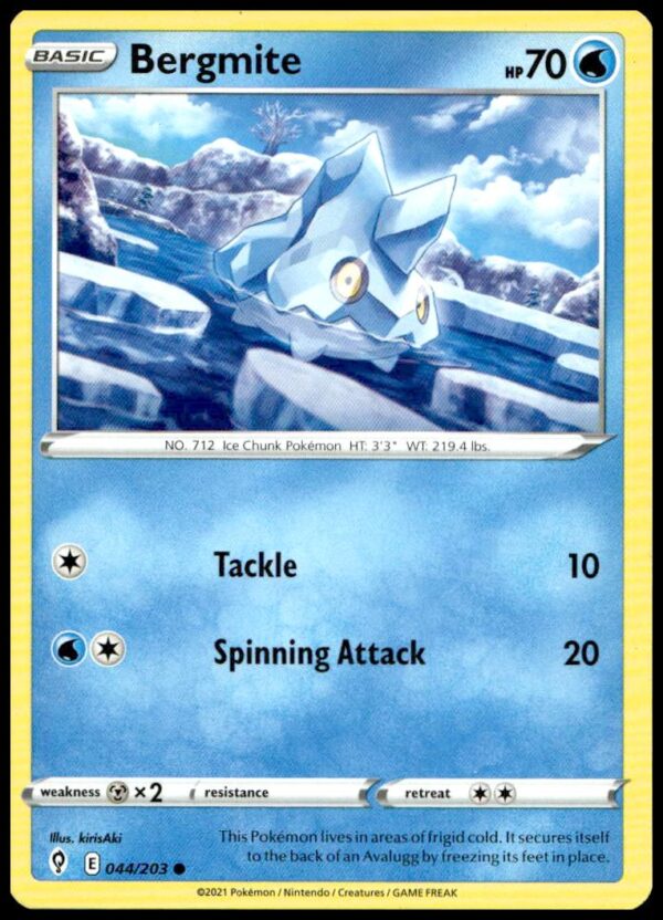 Bergmite Pokémon Card: Evolving Skies 2021, Ice-type Artwork #044/203.