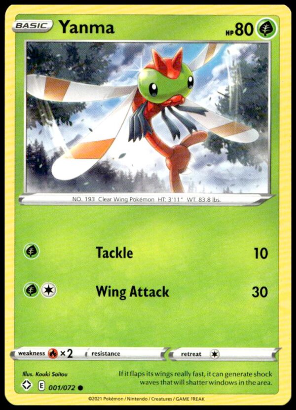 Shining Fates Yanma Pokémon Card: Colorful, dynamic design from Sword & Shield series.
