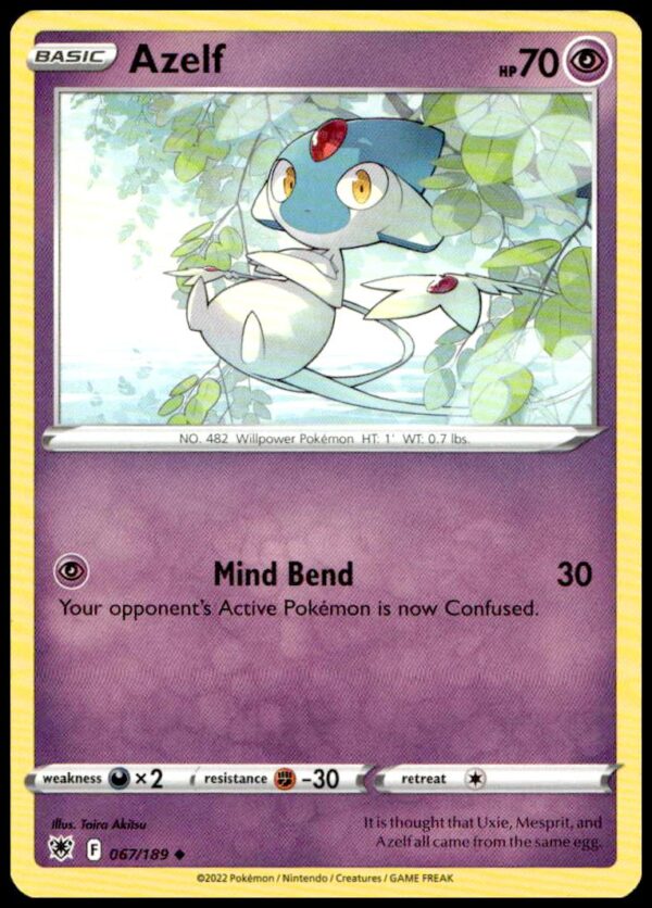 Azelf Astral Radiance 2022 Pokémon card, dynamic Psychic-type artwork, Sword & Shield series.