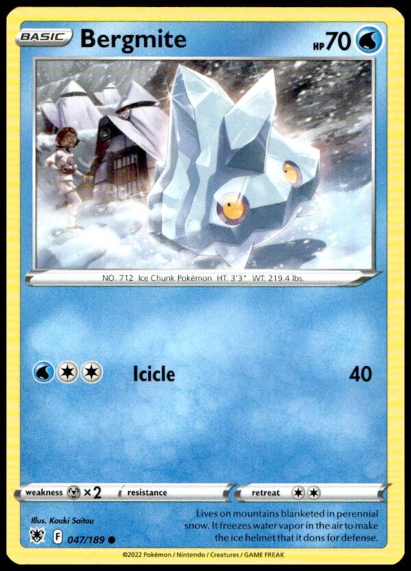 2022 Pokémon Astral Radiance Bergmite Card, Ice Art, #047/189.