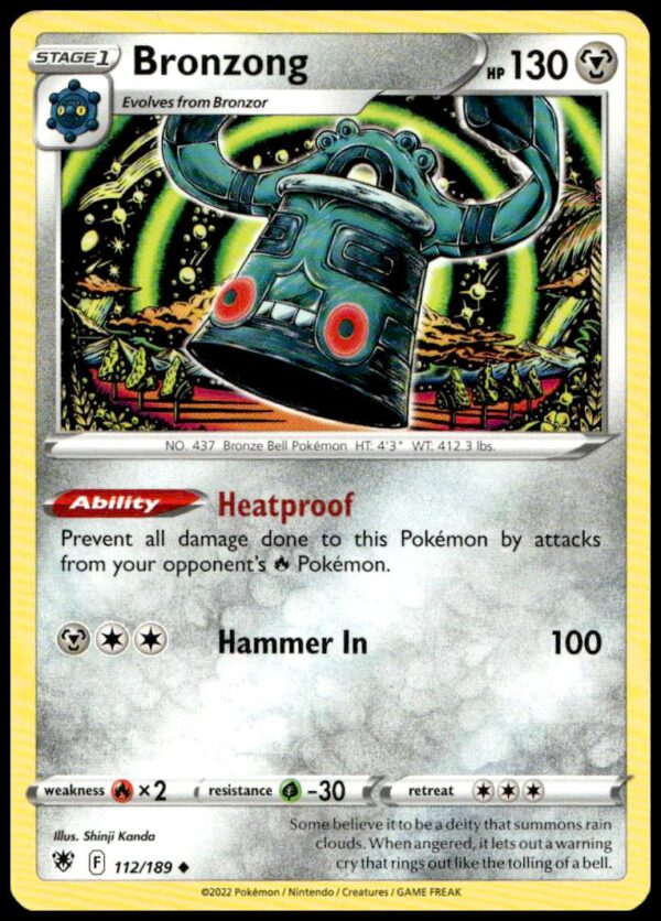 Bronzong 2022 Astral Radiance card, vivid art, #112/189, Sword & Shield series.