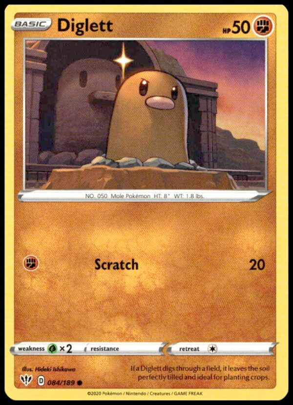 2022 Pokémon Diglett card #084/189, Astral Radiance series, featuring vibrant artwork.