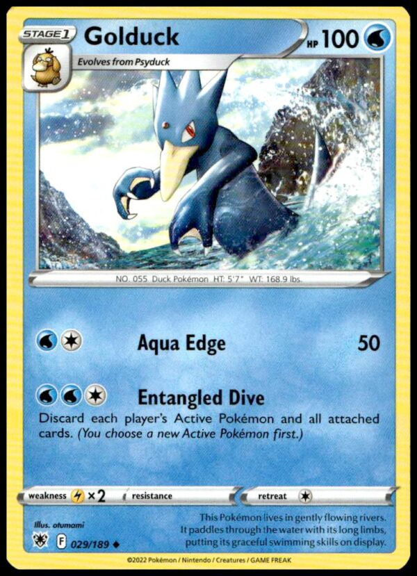 Golduck Astral Radiance card showcases cosmic dynamic art from Pokémon Sword & Shield series.