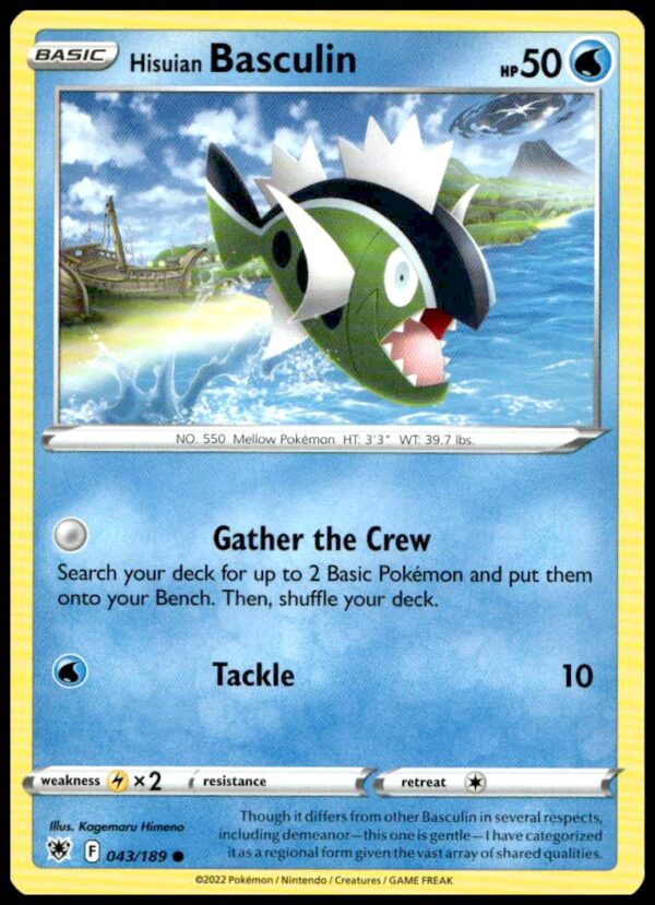 2022 Hisuian Basculin Pokémon Card, Astral Radiance Series, Sword & Shield, #043/189.