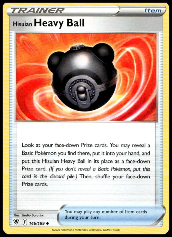 Hisuian Heavy Ball card from 2022 Pokémon Astral Radiance, vibrant art, card number 146/189.