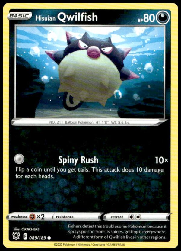 Hisuian Qwilfish Pokémon card from Astral Radiance 2022, Sword & Shield series.