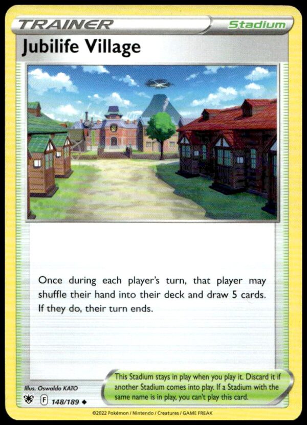 Jubilife Village Pokémon Card: Astral Radiance #148/189 from Sword & Shield Series.