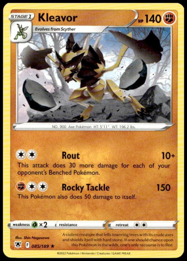 2022 Astral Radiance Kleavor card, dynamic art and stats, #085/189, collectible.