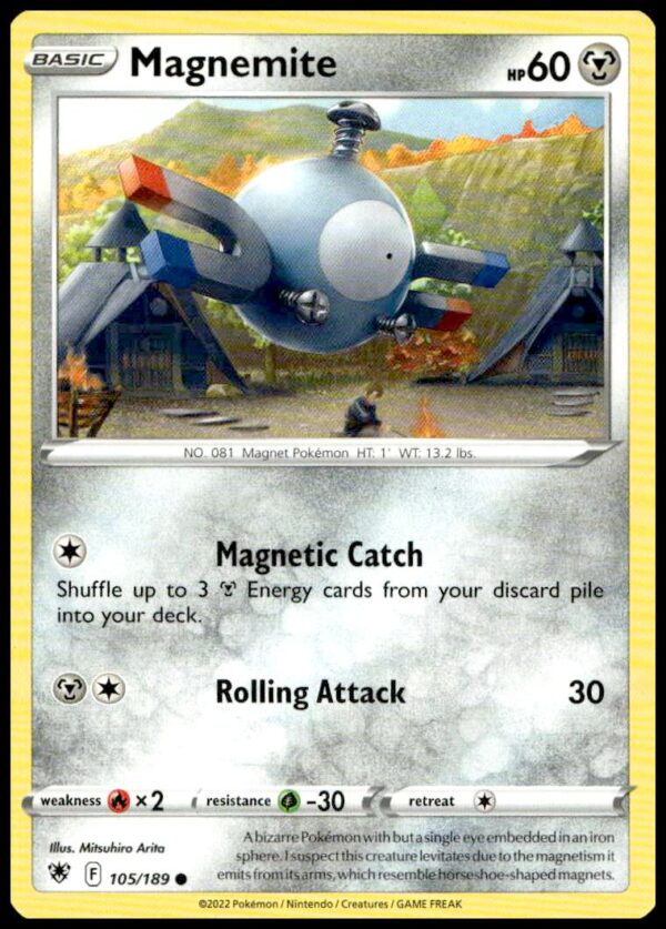 2022 Magnemite Astral Radiance Pokémon Card, Cosmic Background, #105/189.